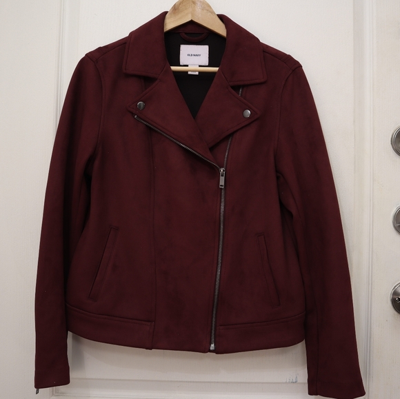 Burgundy faux suade jacket - Picture 1 of 3